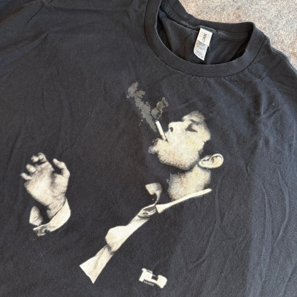 Tom Waits Graphic T-Shirt Men 3XL VTG Black Smoking Musician Tee Larger Size